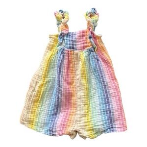 Baby Gap Toddler Rainbow Crinkle Gauze Romper 18-24M Cotton Multicolor Stripes